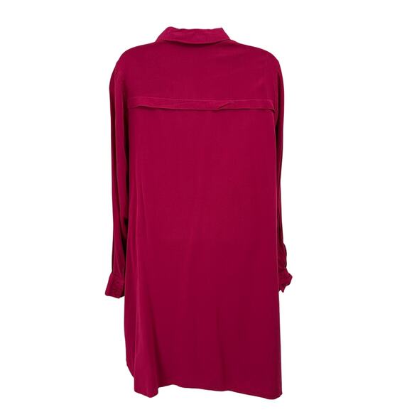 Just Fab Button Up Tunic/Shirt Dress WMNS 1X Pink Long Sleeve Relaxed Fit - Picture 3 of 7